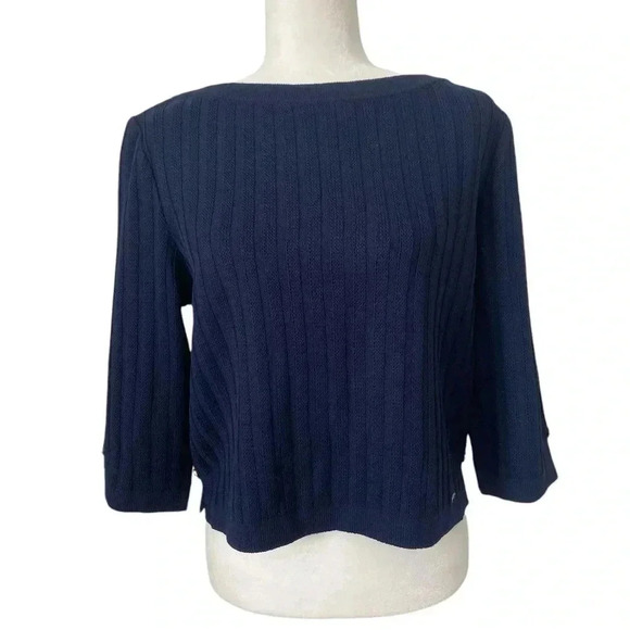 St. John Sport Marie Grey Boat Neck Knit Top - Picture 1 of 7